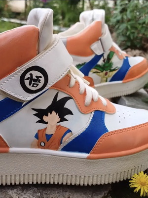DragonBall custom made shoes, size 40, white and orange