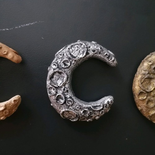 Handmade moon magnets new, painted plaster with acrylics