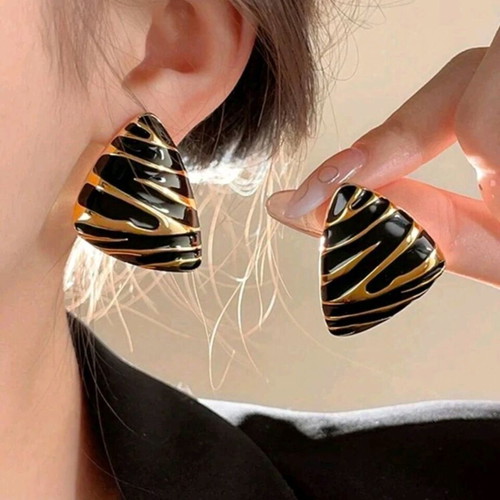 Steel earrings new, black and gold
