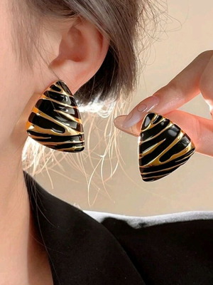 Steel earrings new, black and gold
