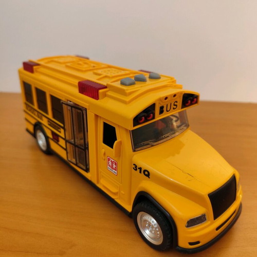 Toy car set used, school bus and racing car