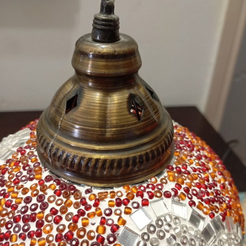 Vintage Turkish Handmade Mosaic Table Lamp like new