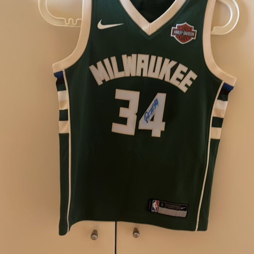 Milwaukee Bucks Giannis Antetokounmpo Jersey signed, like new, kids small