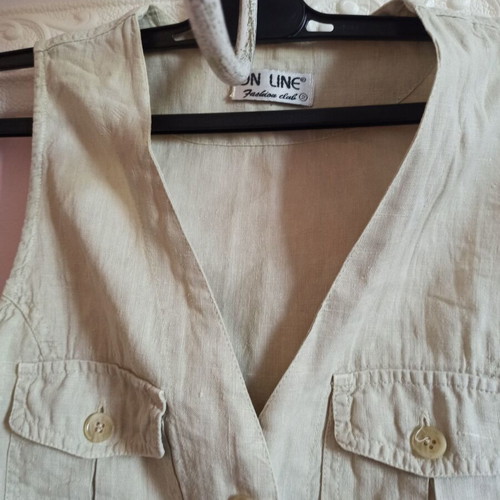 On Line women's linen vest beige medium like new