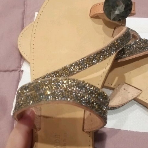 Women's handmade sandals like new with beads, size 39