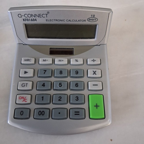 Office supplies set used with Leitz hole punch, Maestri stapler, Q-Connect calculator