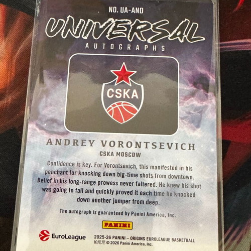 Panini Origins Euroleague Andrey Vorontsevich Universal Pink Auto /25