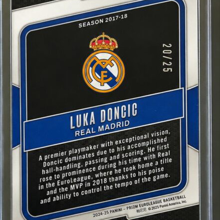 2024-25 Panini Prizm EuroLeague Hype Green Pulsar Prizm Luka Dončić #SS.1 /25 card