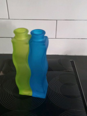 IKEA decorative vases new, two glass vases with wavy shape