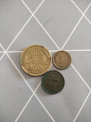 Old Greek Republic coins used, set of 3 pieces