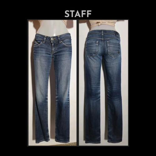 Staff cotton low-rise jeans used, size 25 XS, blue