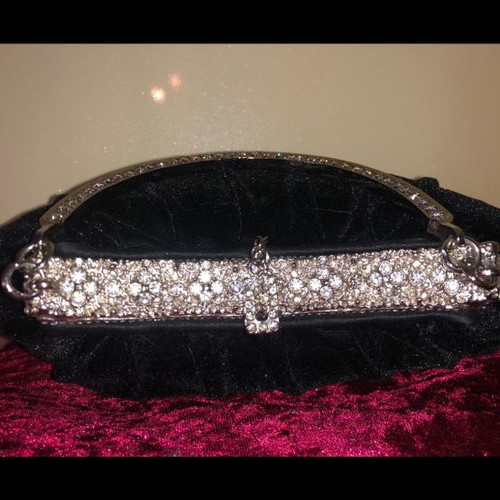 Evening velvet handbag with Swarovski stones new
