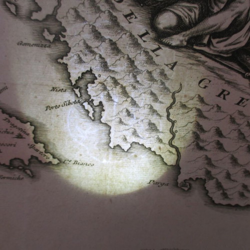 1720 Corfu map by Christoph Weigel used, with Johann David Köhler