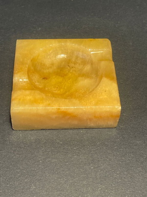 Vintage onyx stone ashtray used with green plastic base