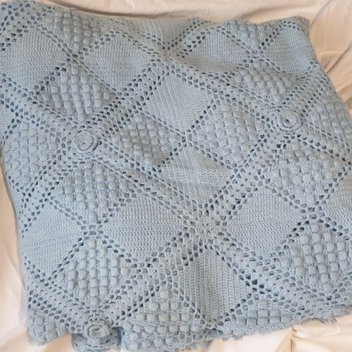 Handmade crochet blanket 2.20x2.00 m, 70s style