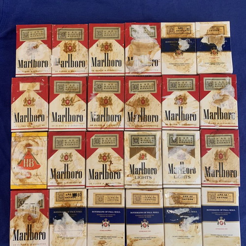 Cigarette boxes used, pack of 24, authentic from 1982