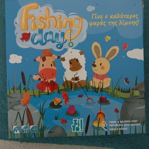 Fishing Day board game, lake fishing challenge