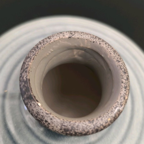 Ceramic low vase in gray shades like new