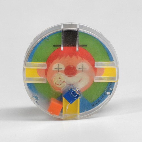 Vintage German Skill Game 1970s used, plastic clown with cubes