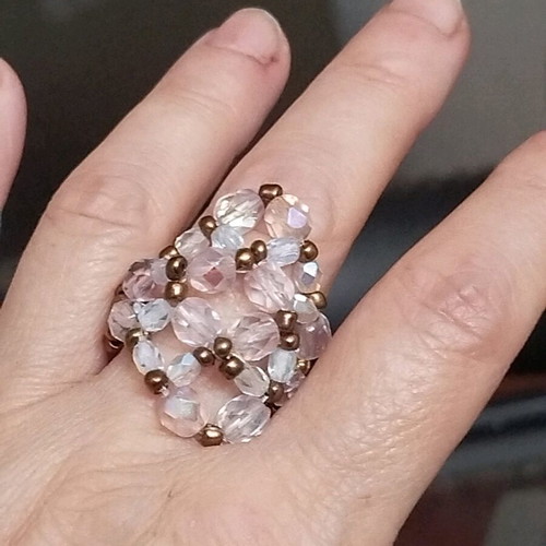 Handmade beaded ring multicolored, new, size 21-22