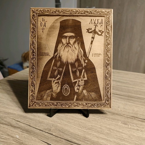 Wooden icon of Saint Luke the Physician new with embossed engraving