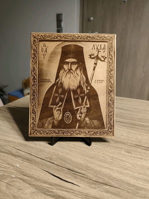 Ξύλινη εικόνα Αγίου Λουκά του Ιατρού καινούργια με ανάγλυφη χάραξη