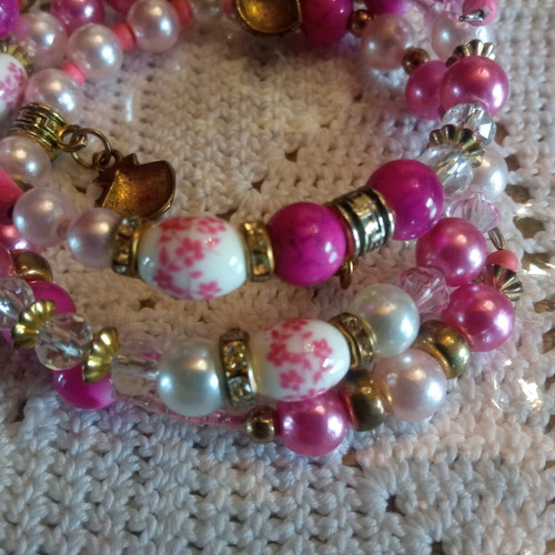Handmade pink coil bracelet new