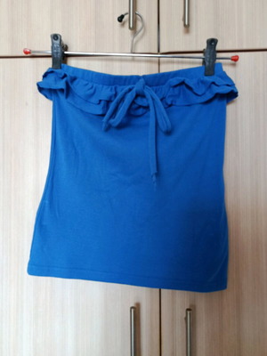 Strapless top with ruffles S like new, blue