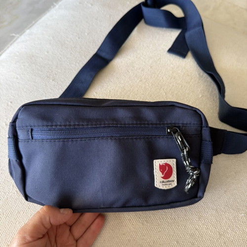 Waist bag new, blue, with 3 compartments and hidden pocket