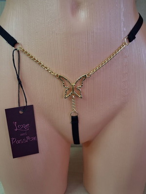 Black decorative lingerie with gold butterfly