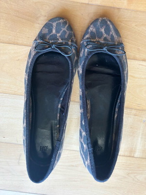 H&M leopard ballerinas used, size 38, fabric, brown multicolor
