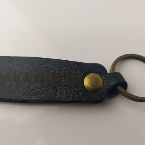 Jack Daniel's Whiskey collector keychain black leather used