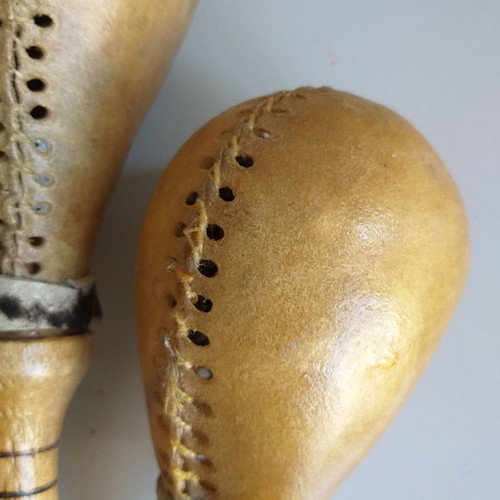 Leather maracas, two pairs salsa model