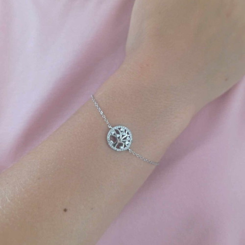 Silver 925 bracelet with tree of life pendant and extension chain