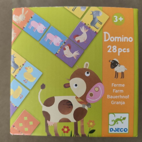 Djeco Domino game with farm animals, double-sided