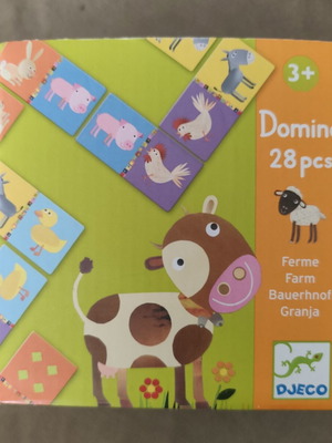 Djeco Domino game with farm animals, double-sided
