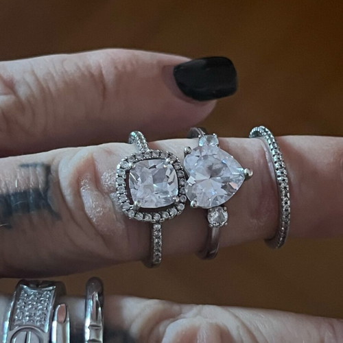 Silver 925 rings with zircon stones like new, set of 3
