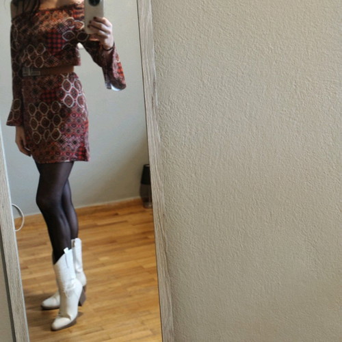 Tunic mini dress in red brown shades new