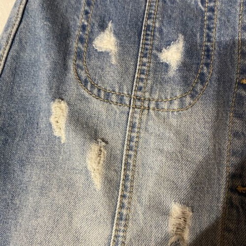 Mini denim skirt like new, blue, size S with buttons and distressed style