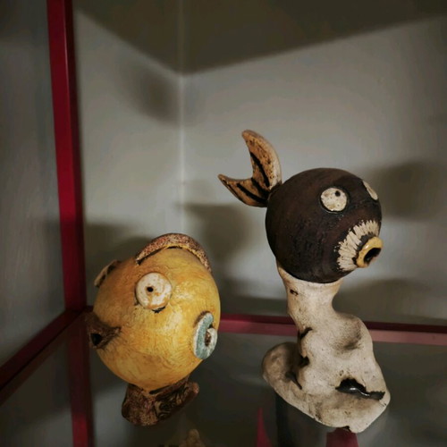Alien fish sculptures handmade, like new, 2006, Mykonos