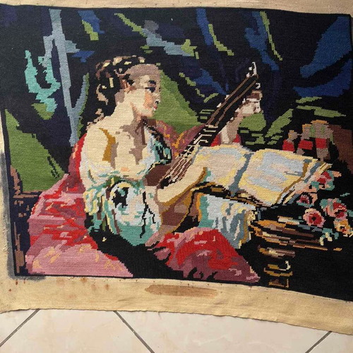 Handmade textile painting used, framed, 0.65x0.50 m
