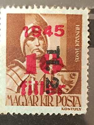 Hungary 1946 Stamp new with 1945 overprint on blue paper