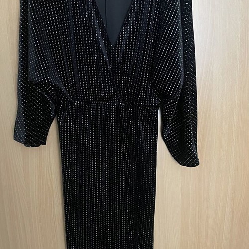 Pull & Bear dress XS black velvet with metallic thread, like new