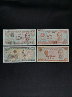 Vietnam banknotes new, set of 4 UNC pieces 1987-1988