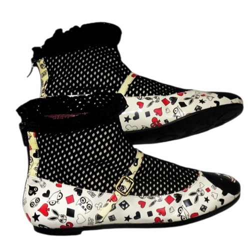 Marc Jacobs ruffle ankle suede mesh booties size 37 like new, colorful
