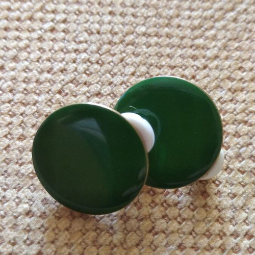 Green Clip-On Earrings New, 70s Style