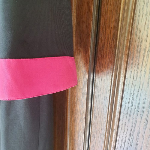Straight-line dress used, size M, black with pink details