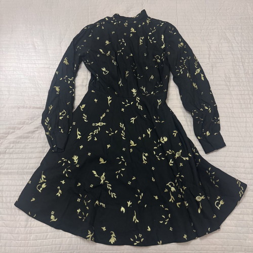 Stine Goya Barbara wrap midi dress size S black gold viscose
