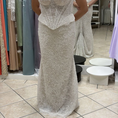 Wedding dress 2026 like new, white and beige, corset and skirt