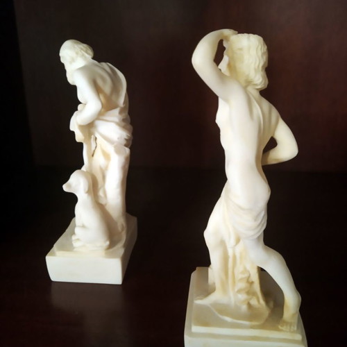 Alabaster figurines of Diogenes and Archimedes new, handmade